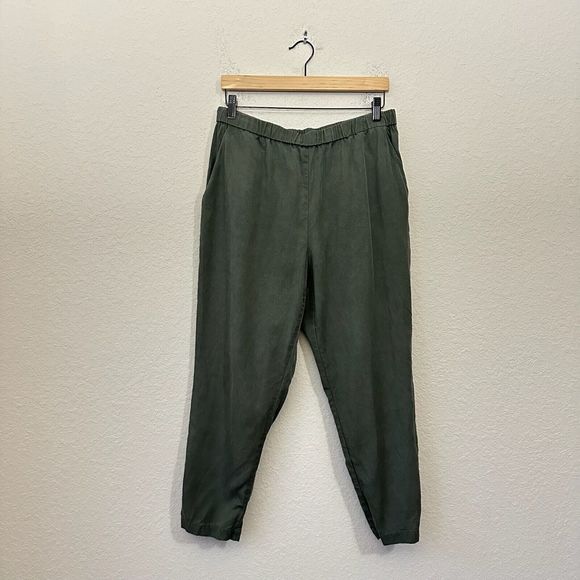 VETTA The Tencel Tapered Pants High Waisted Elastic Waist in Olive - Picture 1 of 13